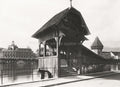 Lucerne Kapellbrcke Chapel Bridge Wasserturm River Reuss Vtg. Photo 19thC.