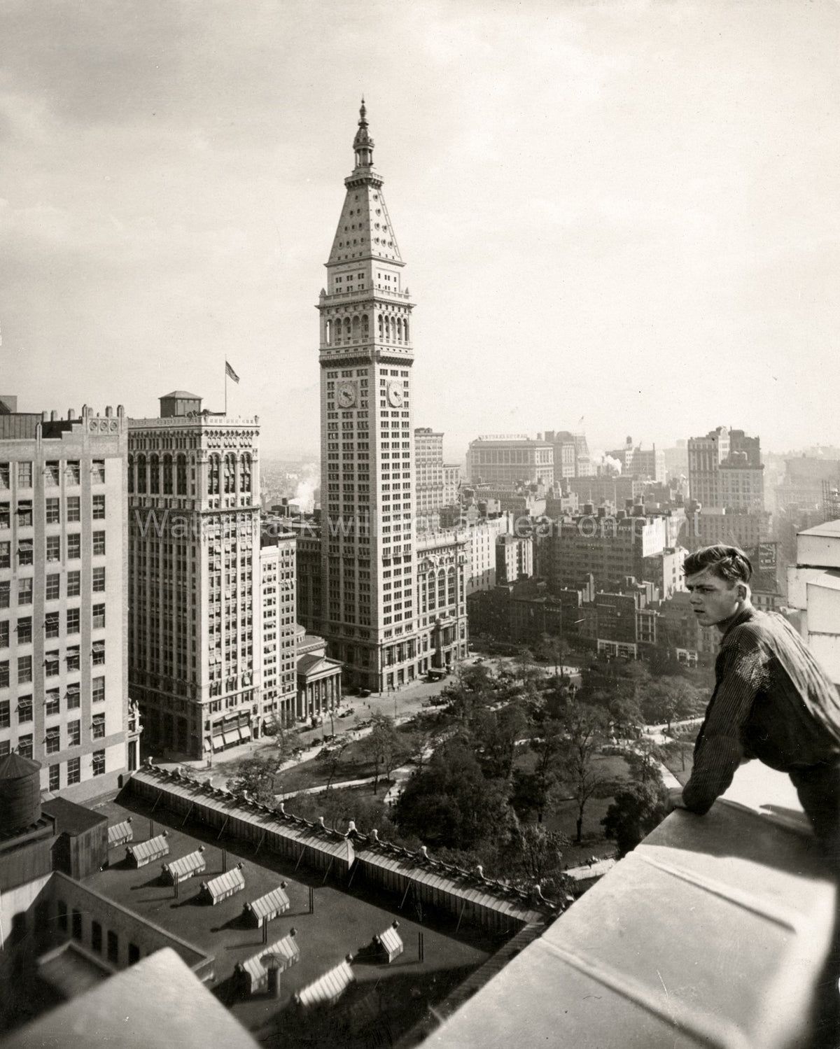 Met Life Tower Madison Square New York Cityscape Rooftop View Vtg. Photo 20thC.