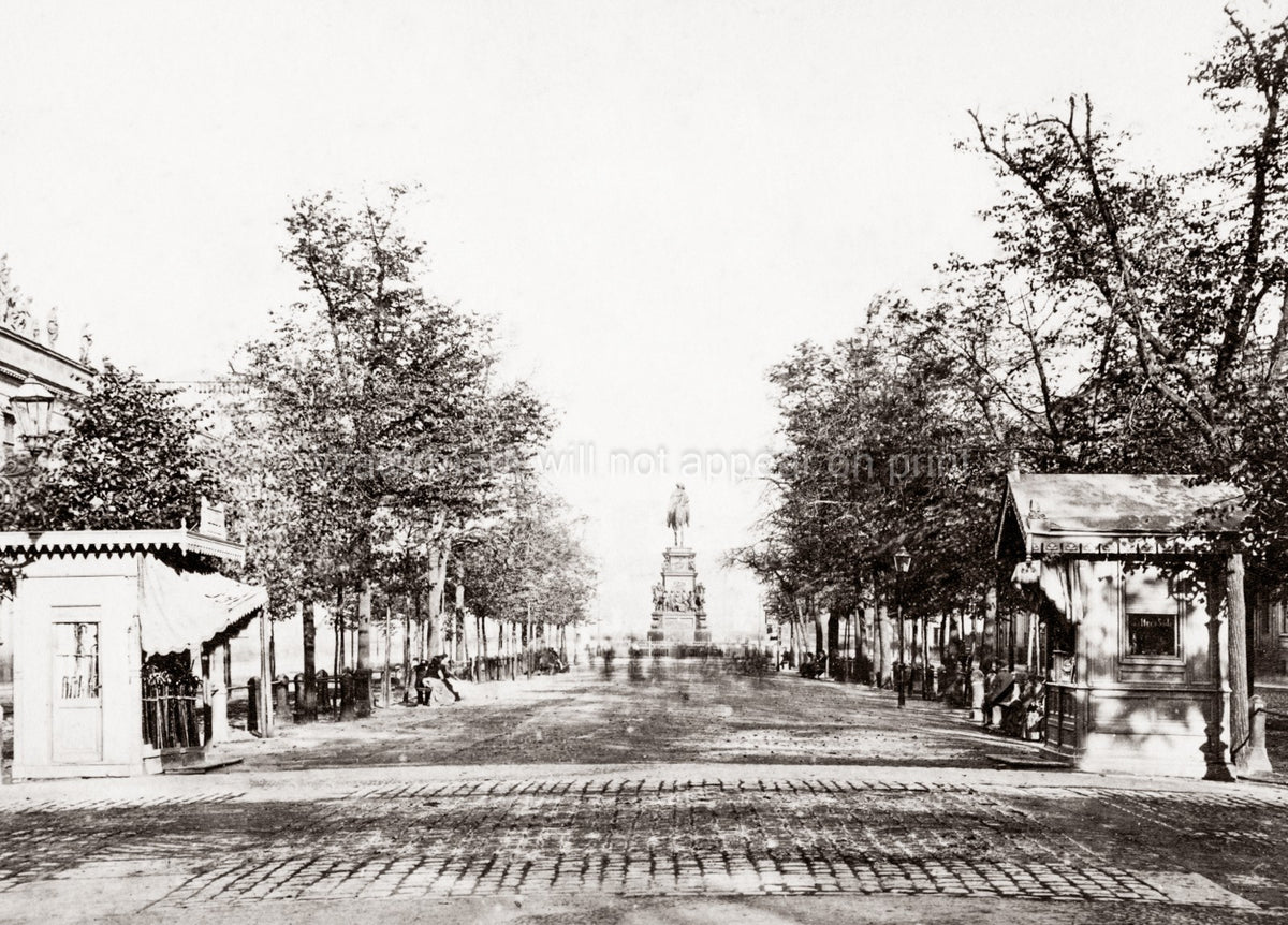 Germany Berlin Unter Den Linden Boulevard Equestrian Statue Vtg. Photo 19thC.
