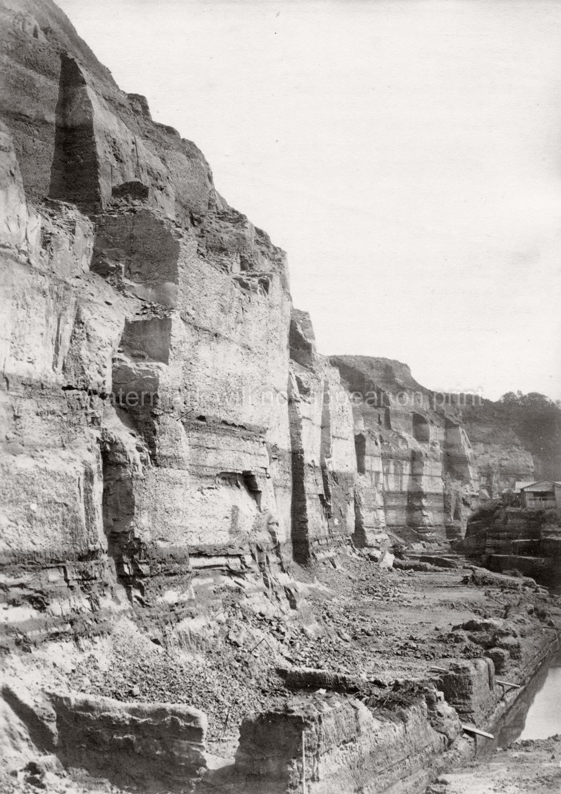 Kanagawa Japan Railway Cutting Construction Earthworks Cliff Vtg. Photo 19thC.