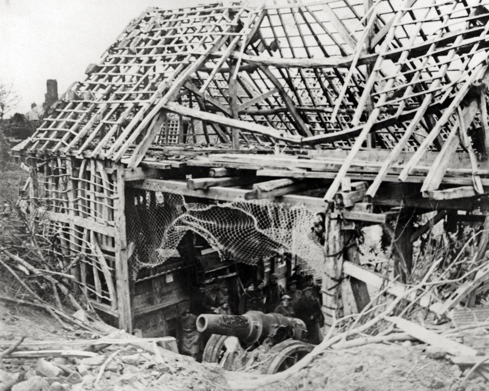 France Captured German Gun WWI Artillery Destroyed Building Vtg. Photo