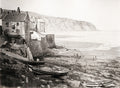 Robin Hood's Bay Yorkshire Beach Headland Fishing Boats Vtg. Photo 19thC.