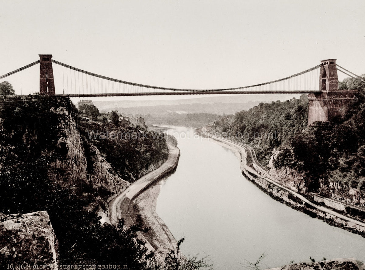 Clifton Suspension Bridge Bristol River Avon Victorian Vtg. Photo 19thC.