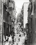 Naples Italy Vico del Pallonetto Santa Lucia Crowds Stairs Vtg. Photo 19thC.