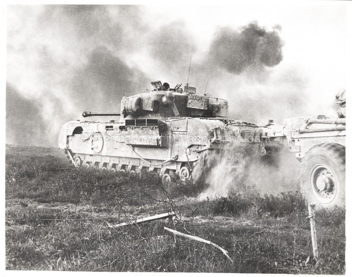 WWII British Churchill Tank Military Army Battlefield Action Vtg. Photo WW2