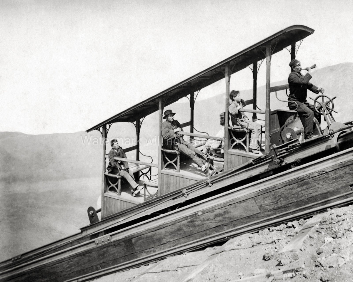 Italy Vesuvius Funicular Railway Passengers Operator Incline Vtg. Photo 19thC.