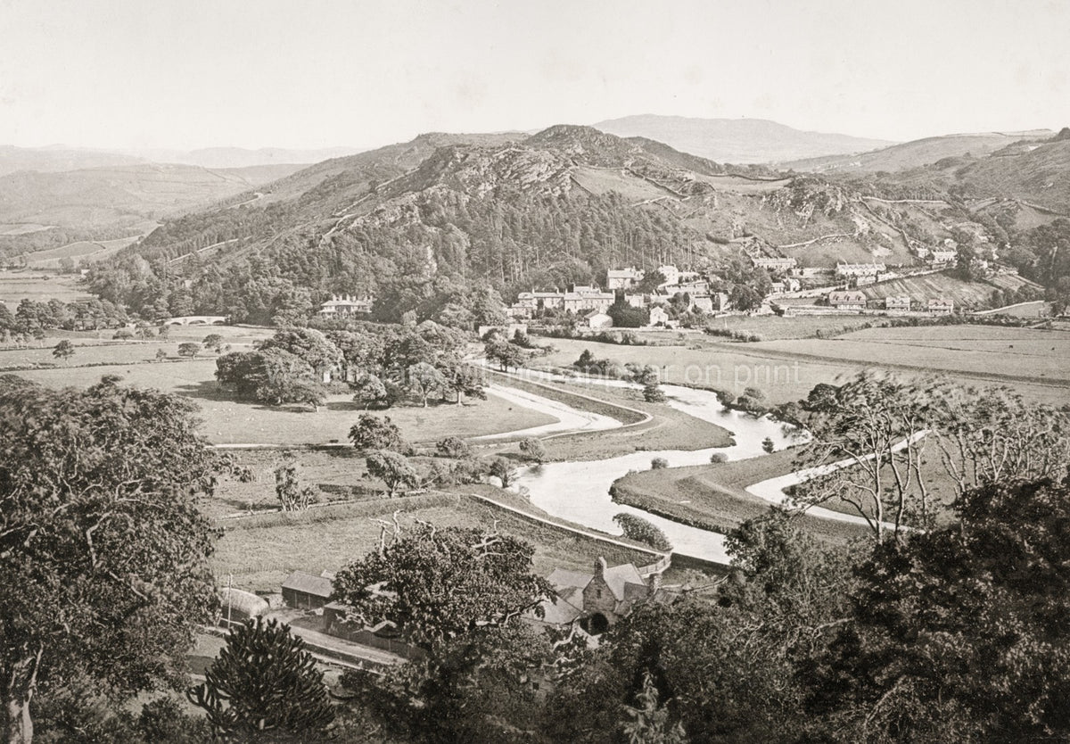 Vale Ffestiniog Wales Rural Landscape River Valley Village Vtg. Photo 19thC.