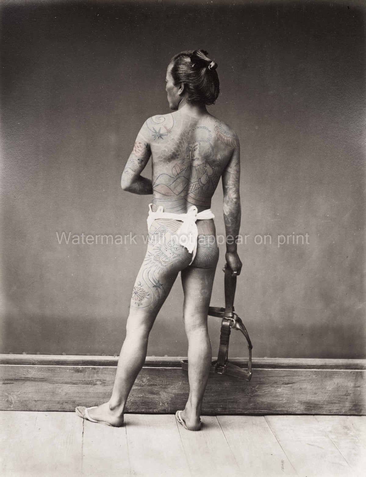 Japan Betto Groom Tattoos Tattooing Irezumi Full Body Suit Vtg. Photo 19thC.