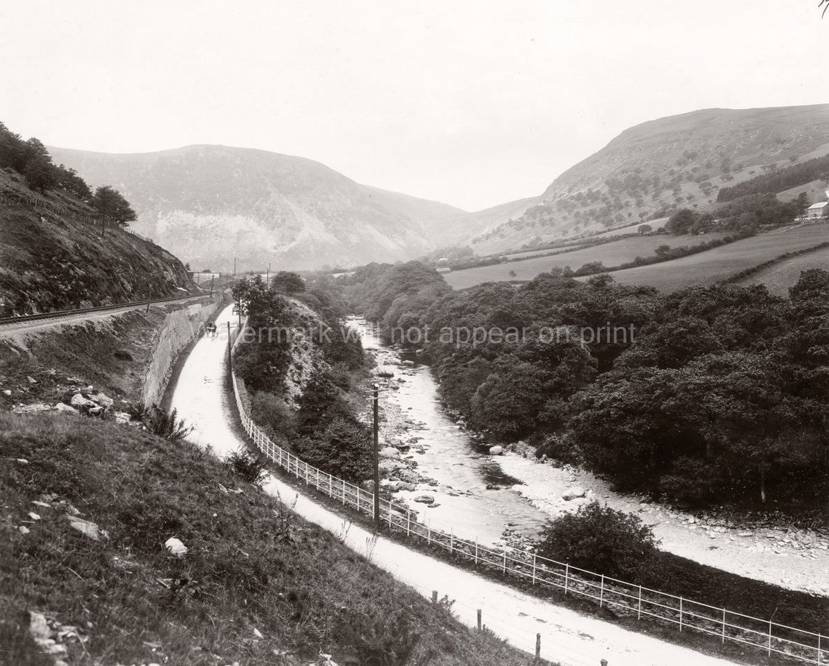 Rhayader Wales Aberystwyth Road Valley River Railway Hills Vtg. Photo 19thC.