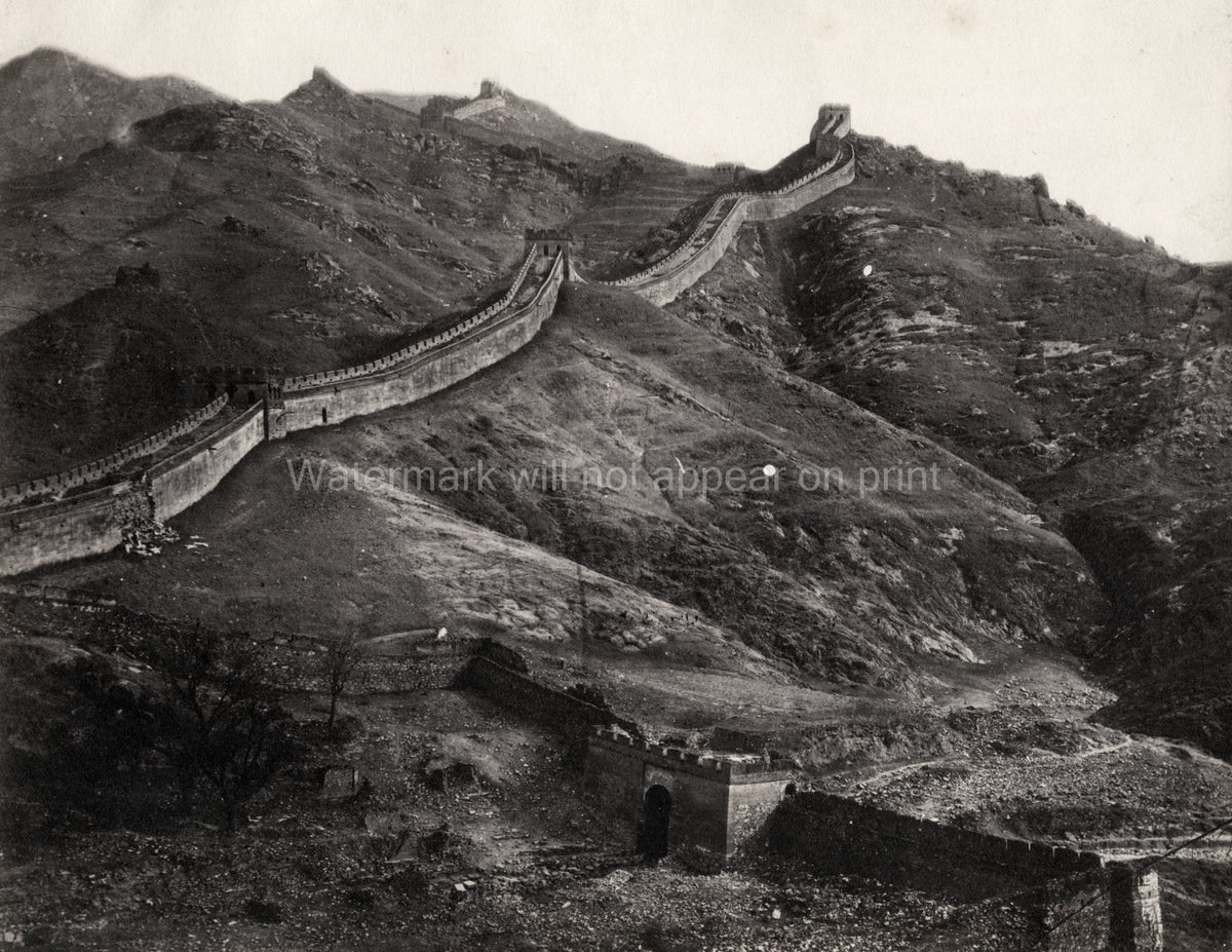 Great Wall China Peking Beijing Mountains Landscape Watchtower Vtg. Photo 19thC.