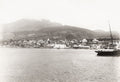 St. Pierre Martinique Harbor View Mount Pele Sailing Ship Vtg. Photo 19thC.
