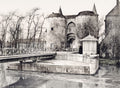 Bruges Belgium Ghent Gate Porte de Gand Medieval Gatehouse Vtg. Photo 19thC.