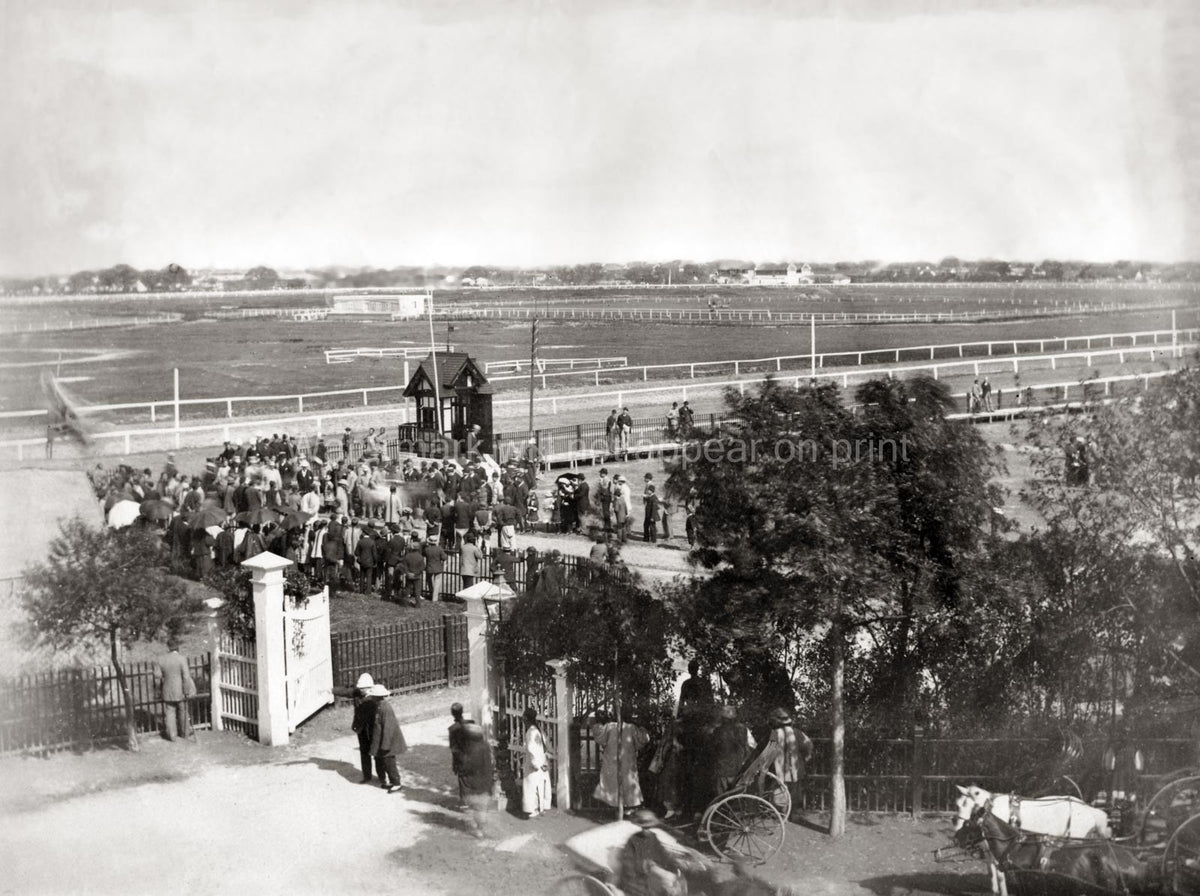 Shanghai China Horse Racing Racecourse Crowd Spectators Track Vtg. Photo 19thC.