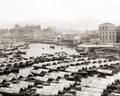 Singapore River Boat Quay Sampans Shophouses Cityscape Port Vtg. Photo 19thC.