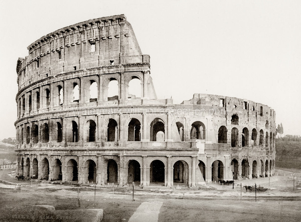 Rome Italy Colosseum Exterior Ancient Ruins Landmark Vtg. Photo 19thC.