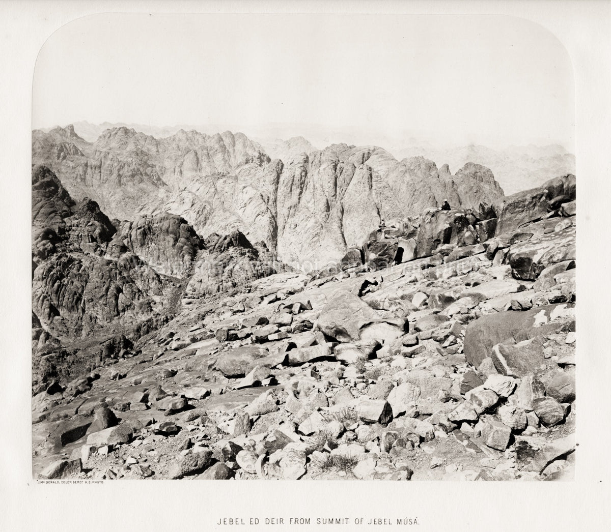 Jebel ed Deir Sinai Mountains Rocky Landscape Summit Vista Vtg. Photo 19thC.