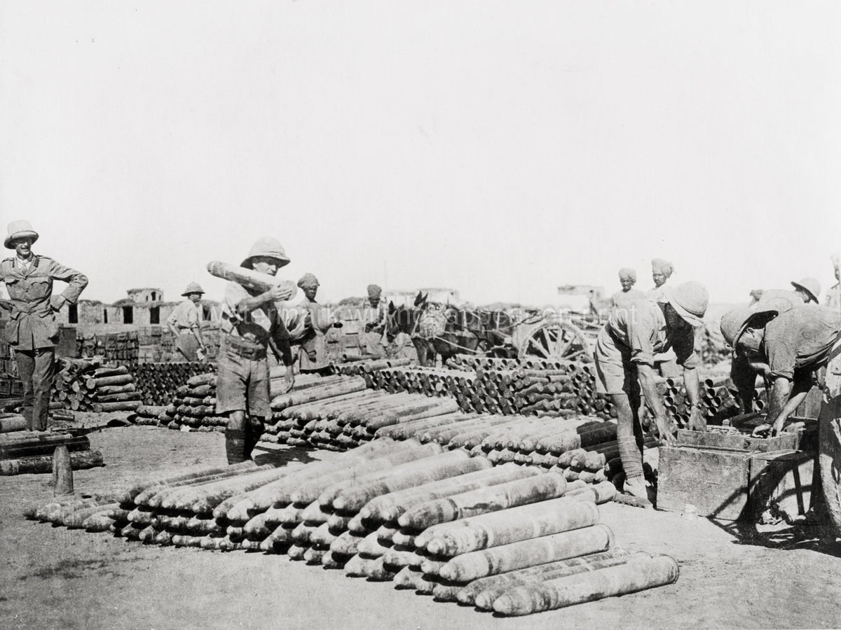 Ramadie Iraq Mesopotamia WW1 Soldiers Shells Ammunition Dump Vtg. Photo
