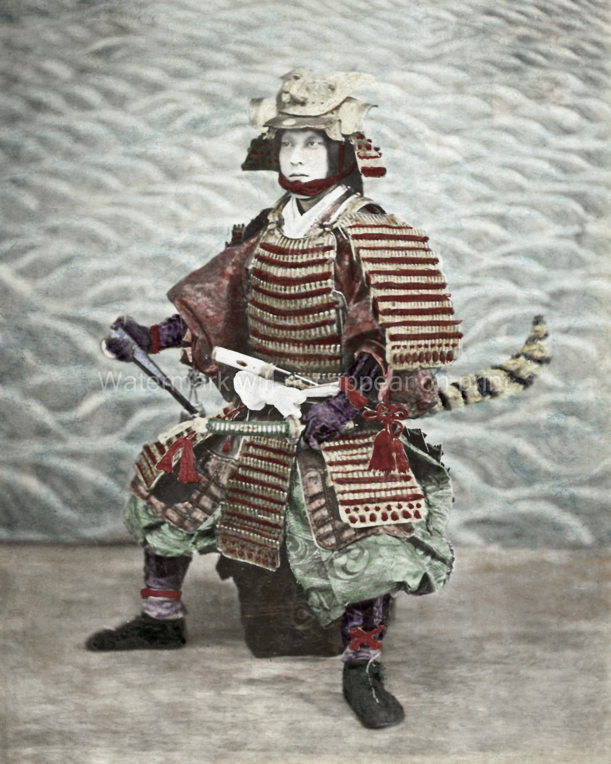 Japan Samurai Actor Warrior Armor Sword Kabuto Helmet Costume Vtg. Photo 19thC.