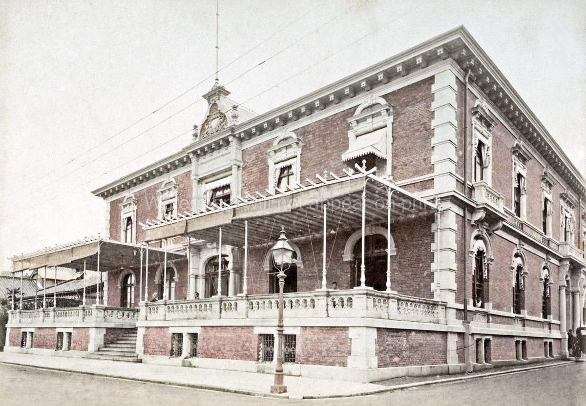 Yokohama Public Building Architecture Brick Facade Veranda Vtg. Photo 19thC.