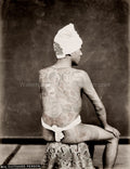 Japanese Man Elaborate Tattoo Irezumi Art Portrait Japan Vtg. Photo 19thC.