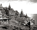 Benares Varanasi India Ghats Temples Ganges River Cityscape Vtg. Photo 19thC.