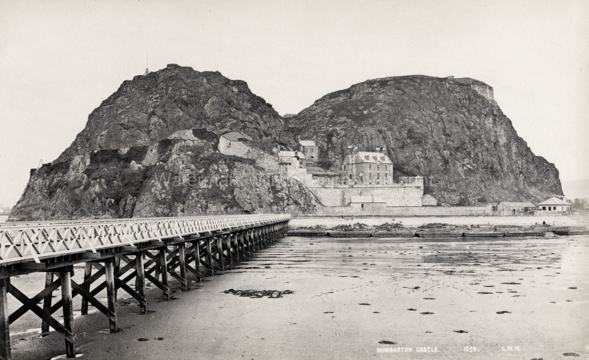 Historic Dumbarton Castle Scotland River Clyde Fortress Vtg. Photo 19thC.