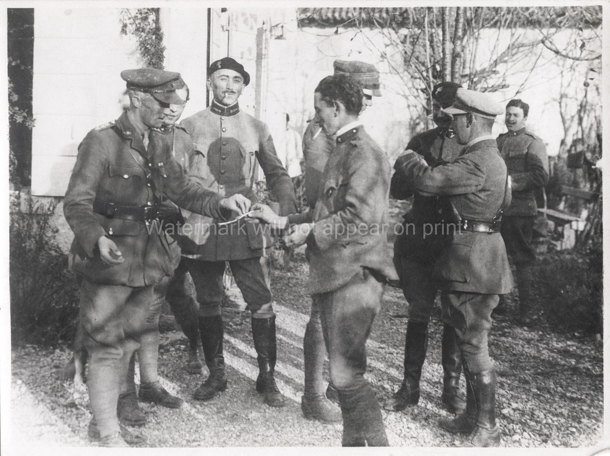 WW1 Italian Village British French Officers Soldiers Vtg. Photo
