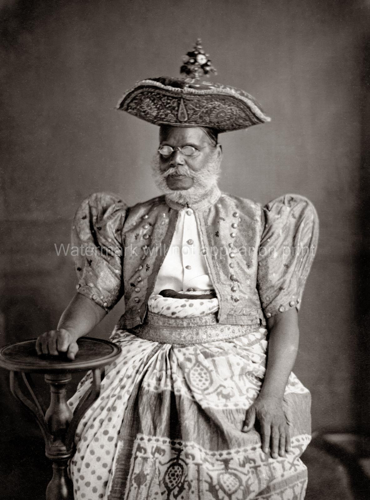 Kandy Ceylon Temple of the Tooth Official Portrait Traditional Vtg. Photo 19thC.