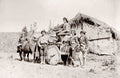 Caucasus Georgia Georgian Men Bullock Cart Rural Life Hut Vtg. Photo 19thC.