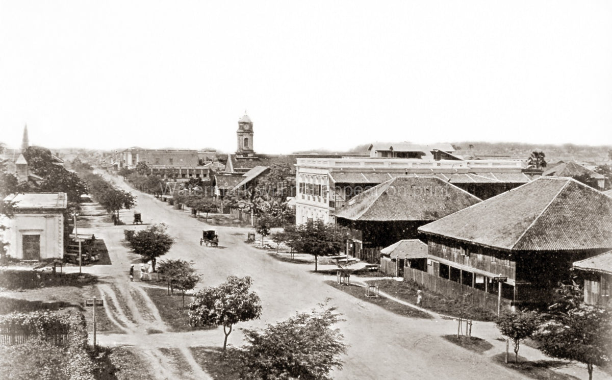 Rangoon Burma Merchant Street Colonial Architecture Cityscape Vtg. Photo 19thC.