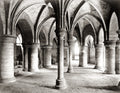 Canterbury Cathedral Crypt Gothic Architecture Arches Pillars Vtg. Photo 19thC.