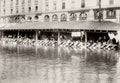 French Women Washing Clothes River Town Laundresses Washhouse Vtg. Photo 19thC.