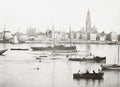 Anvers Antwerp Belgium City View River Boats Cathedral Vtg. Photo 19thC.