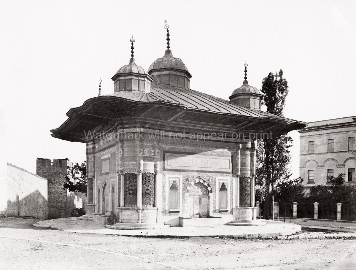 Constantinople Fountain Sultan Ahmed III Istanbul Ottoman Vtg. Photo 19thC.