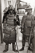 Japanese Soldiers Samurai Warriors Traditional Armor Spears Vtg. Photo 19thC.