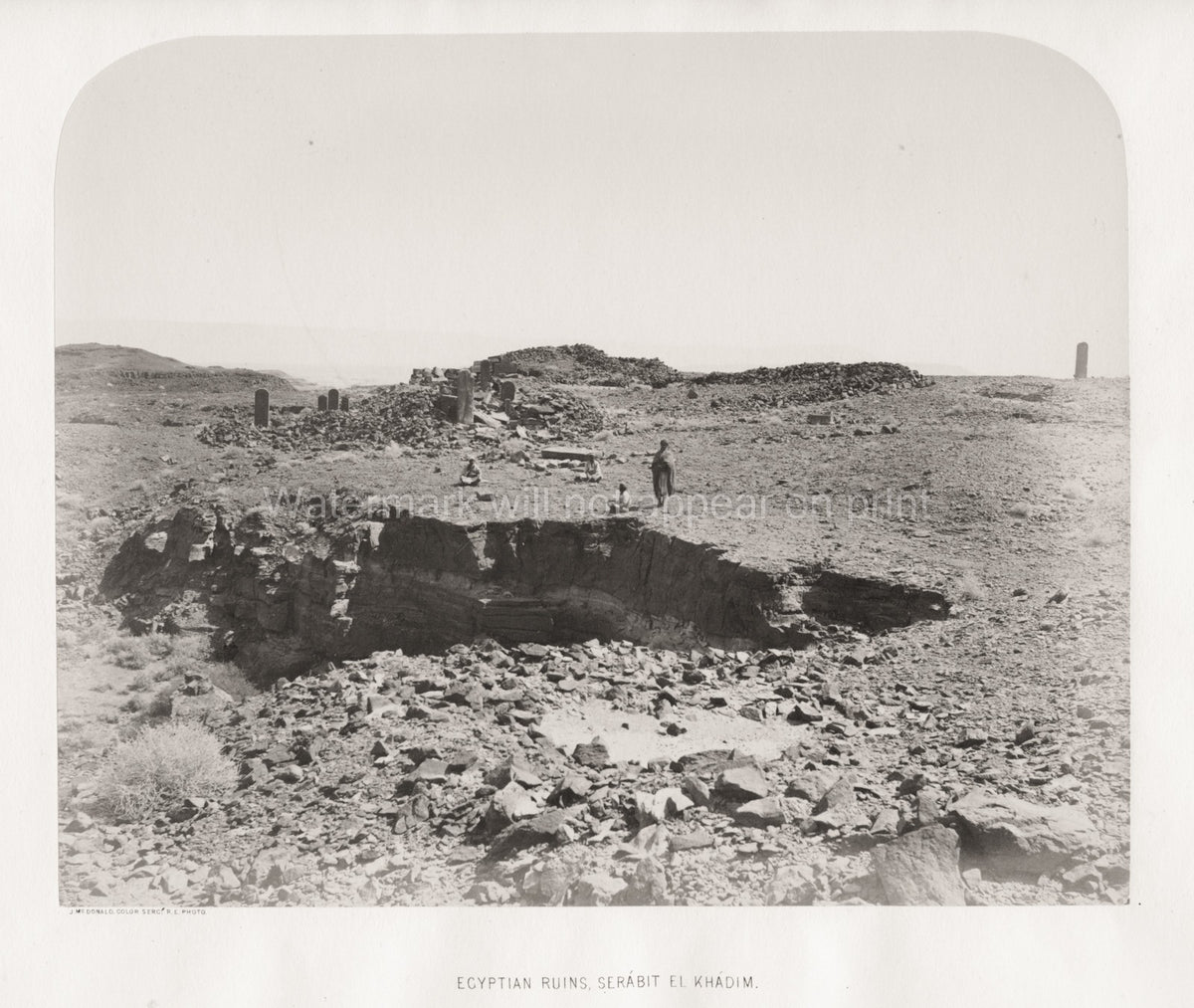 Egyptian Ruins Serabit el Khadim Sinai Desert Stelae Vtg. Photo 19thC.