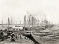 Egypt River Nile Boats Harbor Masts Sailing Ships Riverbank Vtg. Photo 19thC.