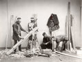 Japanese Carpenters Planing Wood Traditional Workshop Tools Vtg. Photo 19thC.
