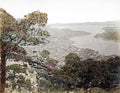 Nagasaki Harbour Japan Overlook Coastal Town Bay Pine Trees Vtg. Photo 19thC.