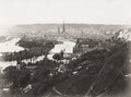 Rouen France Cityscape Bonsecours River Seine Cathedral Vtg. Photo 19thC.