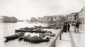 Whitby Yorkshire Harbour Small Boats Waterfront Town Scene Vtg. Photo 19thC.