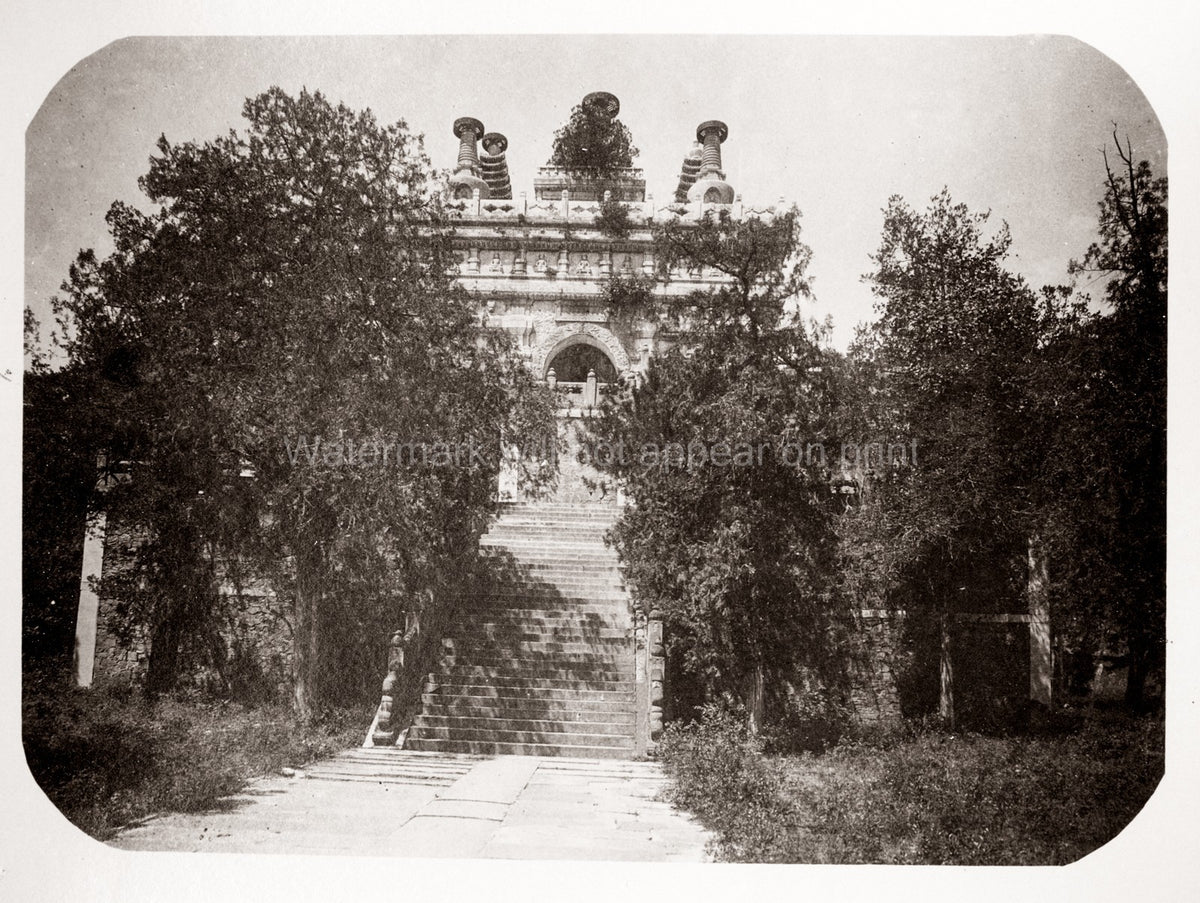 Chinese Architecture 5 Pagoda Temple Beijing Buddhist Stupa Vtg. Photo 19thC.