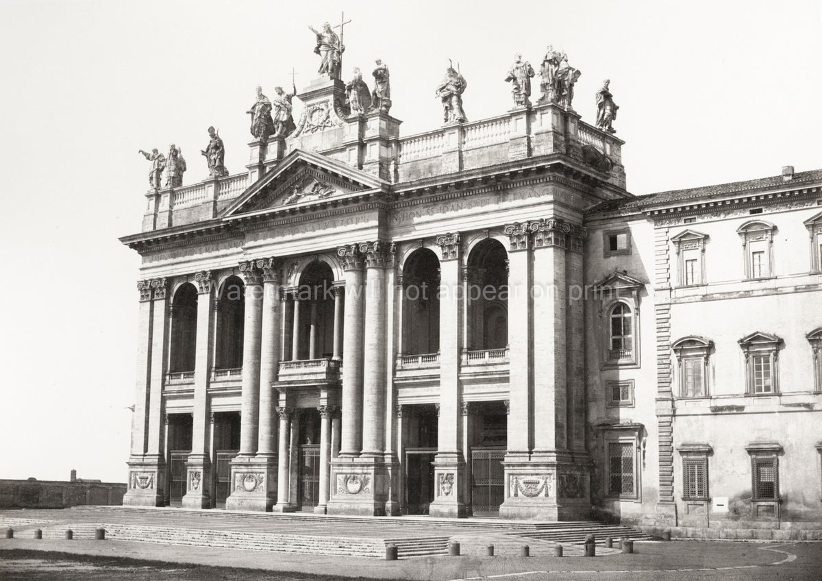 Rome Basilica St. John Lateran Facade Architecture Statues Vtg. Photo 19thC.