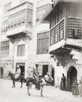 Old Cairo Egypt Street Scene Men Donkeys Architecture Vtg. Photo 19thC.