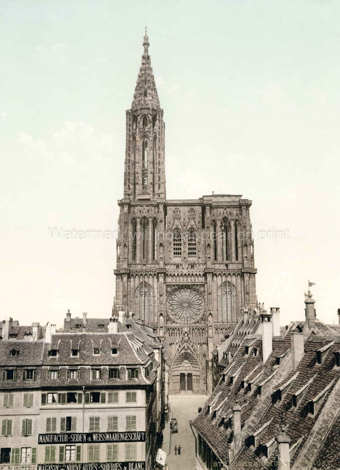 Strasbourg Cathdrale Notre Dame Munster Gothic Spire Vtg. Photo 19thC.