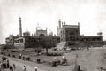 Delhi India Jama Masjid Mosque Market Traders Carts Minarets Vtg. Photo 19thC.