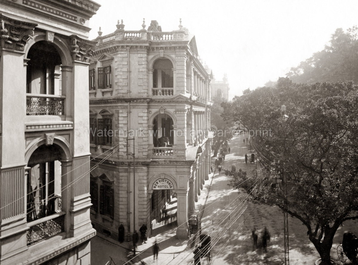 Hong Kong New Victoria Hotel Colonial Architecture Street Vtg. Photo 19thC.