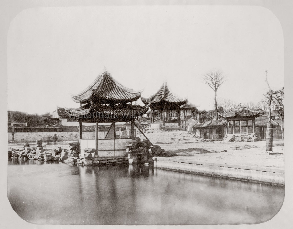 Shanghai China City Garden Pavilions Pond Architecture Vtg. Photo 19thC.