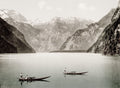Knigssee Bavaria Germany Lake Mountains Boats Alpine Scenery Vtg. Photo 19thC.