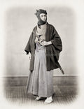 Japanese Man Samurai Warrior Katana Sword Traditional Winter Vtg. Photo 19thC.